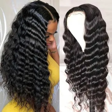 Virgin Human Hair Extensions Swiss Lace Wigs Vendor,Indian Mink Hair Deep Wave Curly Hair Cuticle Aligned 5x5 Lace Closure Wig