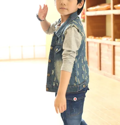 Boys' sleeveless denim shirt