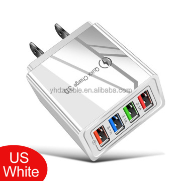 Smart 4-USB Fast Mobile Charger - Portable Desktop Wall Charger 5V/2.4A for EU US Phones