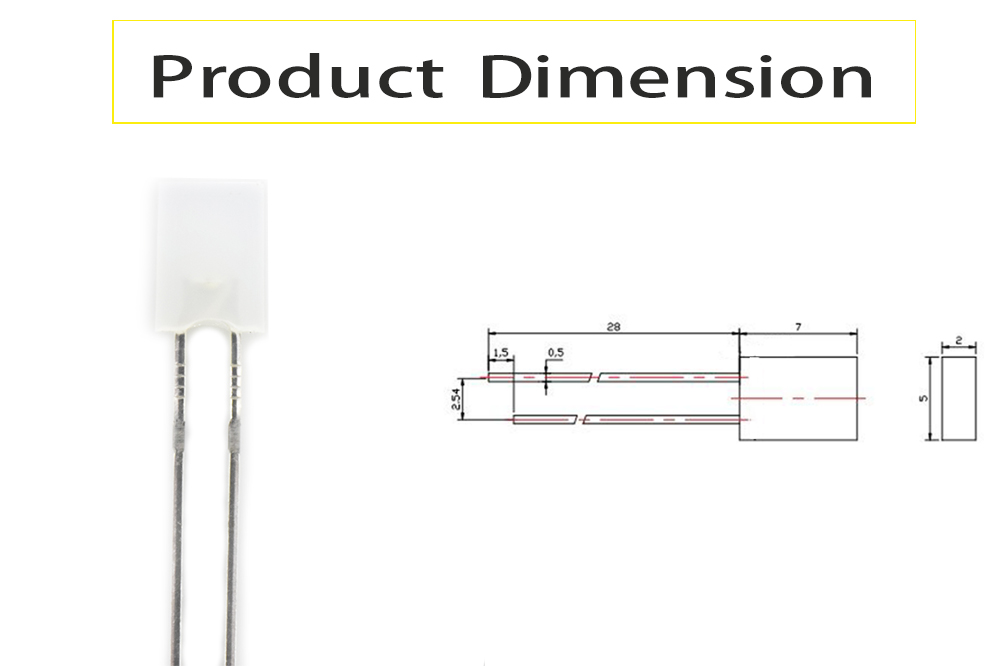 Size of 257WC-7 Rectangular White Through-Hole LED