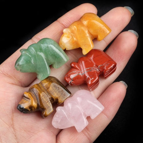 18x25MM Gemstone Carving Animal Charm Natural Stone Carved Cute Bear Charm Pendant Home Decoration