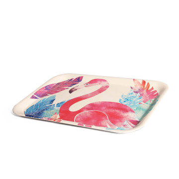 Custom Printed Biodegradable Eco Friendly Natural Bamboo Fiber Food Tea Serving Tray