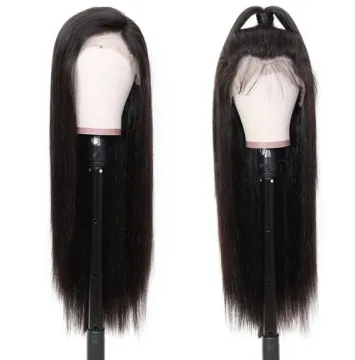 10a 100% Raw Brazilian Human Hair Wholesale Virgin Silky Long Straight Human Hair Transparent 13x6 Lace Front Wig