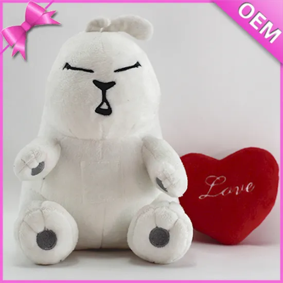 8cm Sitting Holding Red Heart White Plush Small Stuffed Mouse Animal Toy