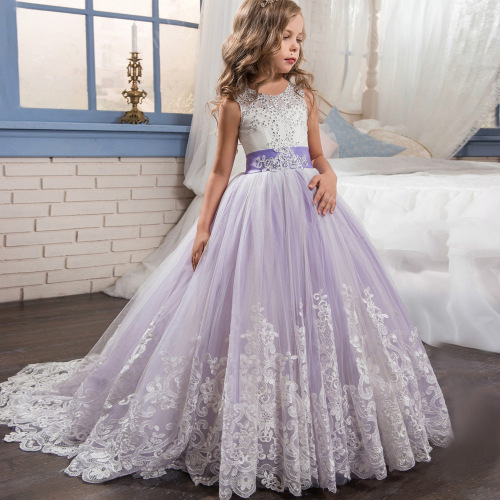 Vestido de menina de verão longa princesa