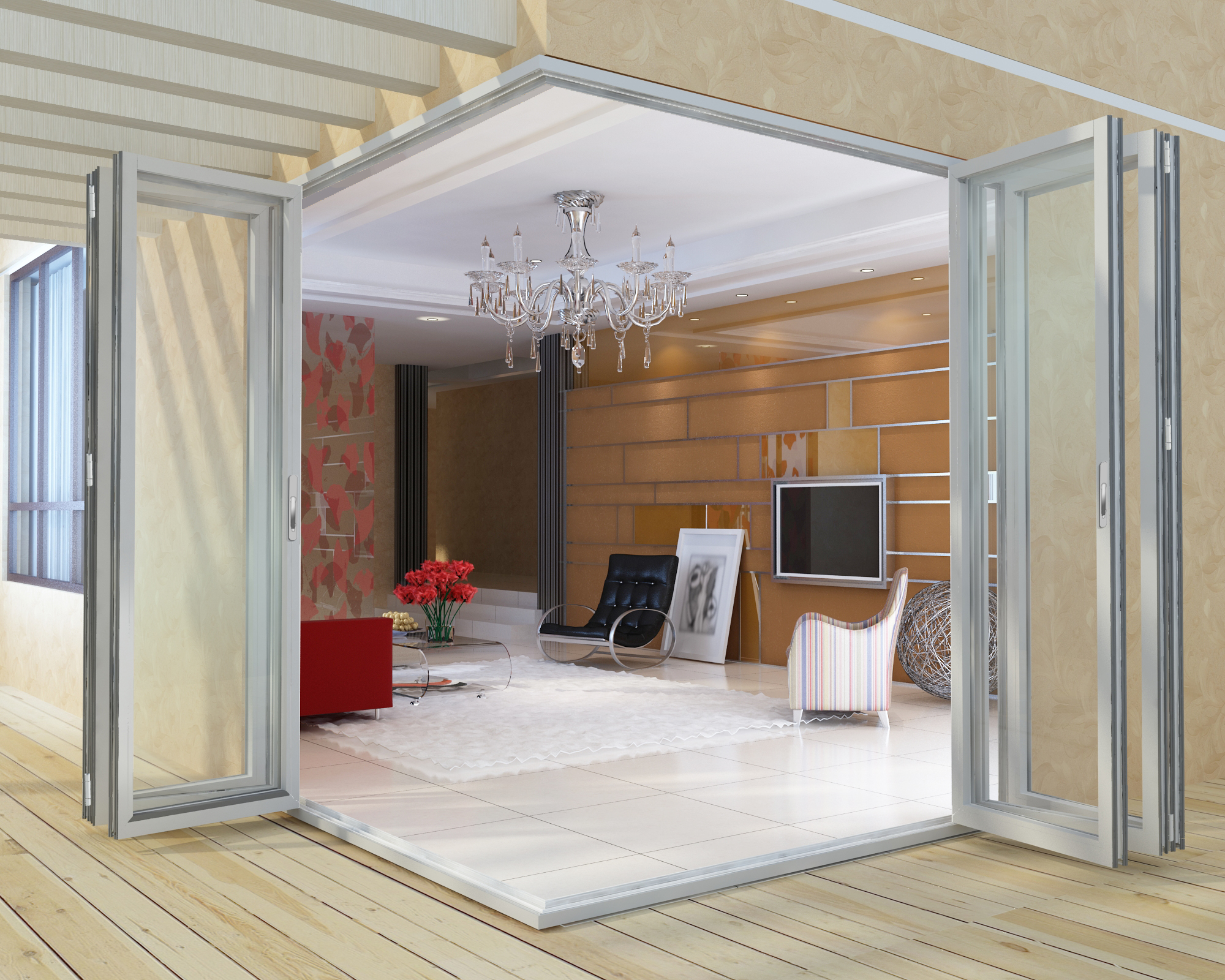 Soundproof Accordion Sliding Aluminum Bifold Folding Doors