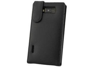 Red Vertical Flip Genuine Leather Case Cover Soft Phone Pou