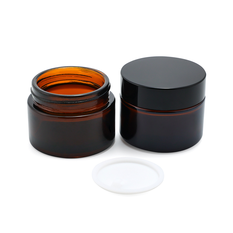 manufacturing high quality empty coloured amber glass cosmetic cream jars containers 4oz 2oz 1oz