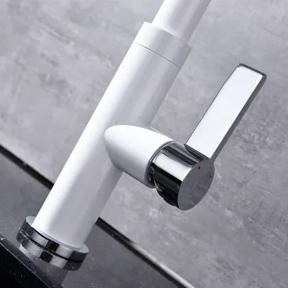 White Spray Head Kitchen Faucet