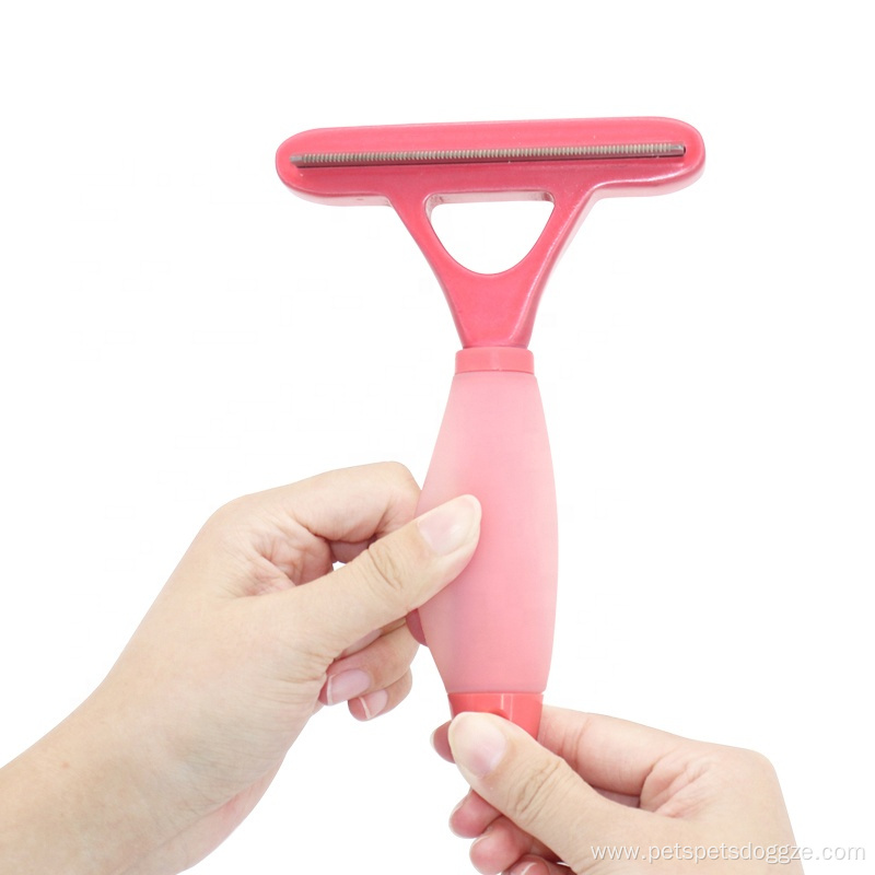 Silicone Handle Pet Deshedding Tool Dog Hair Remover