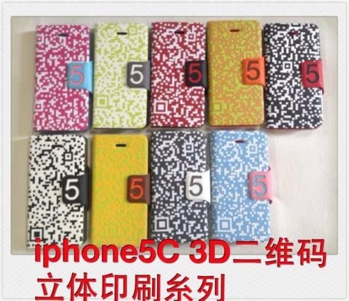 Phone Case for iPhone 5c ,New Disgin Qr Code Leather Case