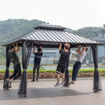 Strong Metal Gazebo Set for Hotel Patio and Garden Outdoor Use