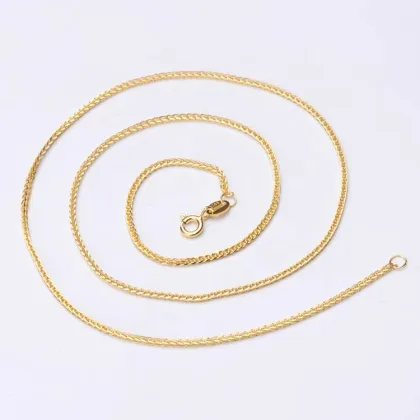 18 Inch 925 Sterling Silver Gold Plated Chopin Chain Adjustable Necklace with Needle Pin for Women - DIY Accessory