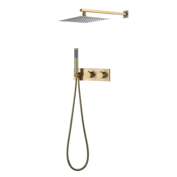 Gold Minimalist Wall-Mounted Shower Faucet