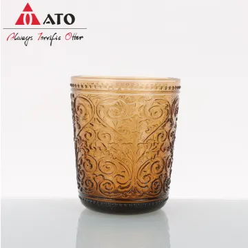 Embossed Amber Color Wine Glasses Customized Wine Glass