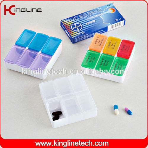 Plastic pill box with 6-cases (KL-9028)