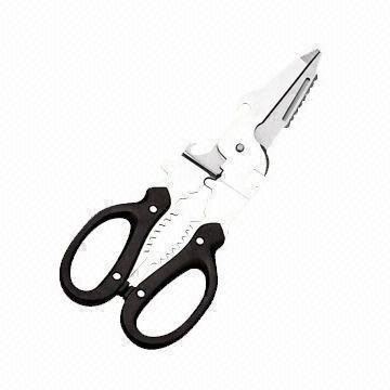 Kitchen scissors, made of stainless steel with plastic handles