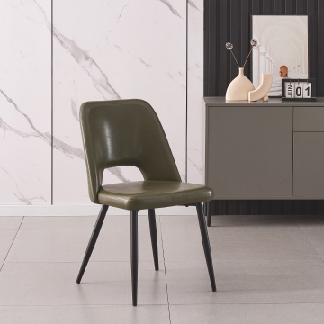 Juego de 4 Sillas de Comedor de Piel Sintética con Patas de Acero Negro