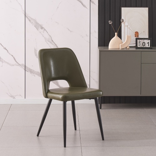 Cadeiras de jantar PU 4pcs com pernas de aço preto