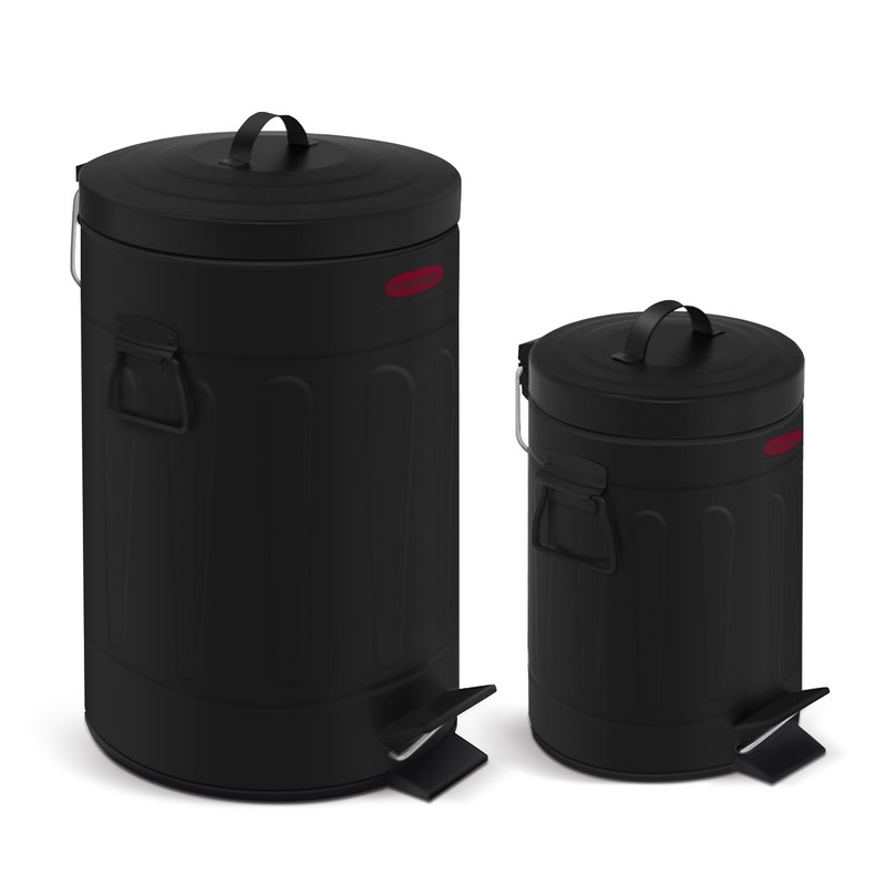 black coating trash bin