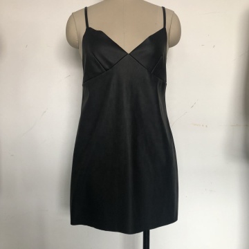 100% PU Outwear Women's PU Slip Dress