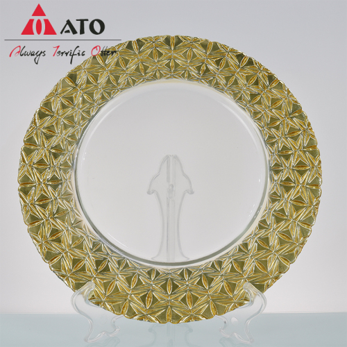 Ato Fancy Design Gold Silveware Plates Glass Plate