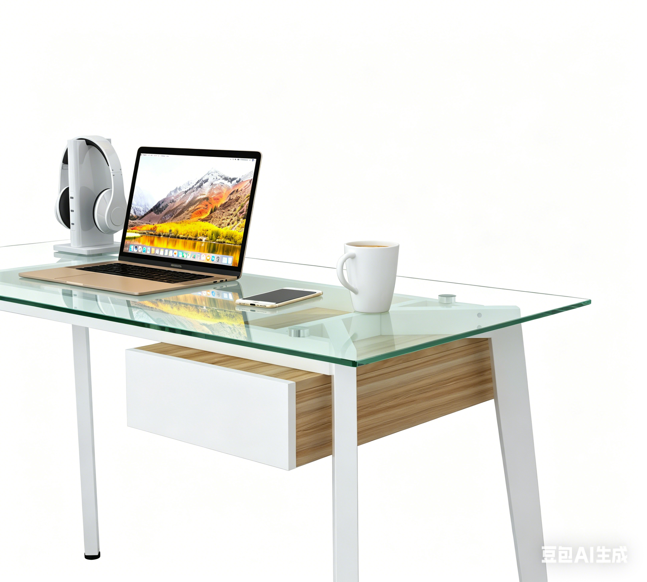 Stylish Home Office Desk with Glass Surface