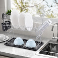 stainless steel 2 tiers kitchen plate bowl storage dish drying rack