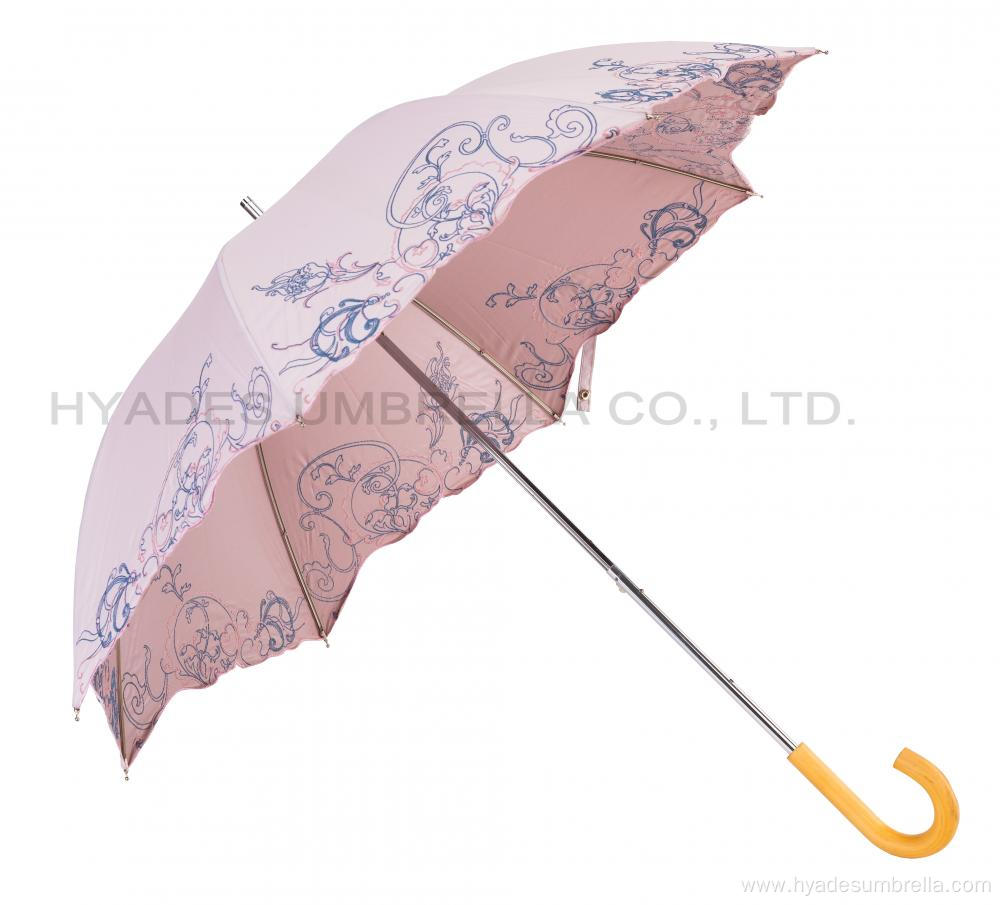 women's umbrella wooden handle