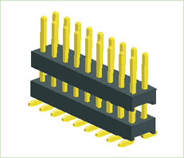 2,00 mm (.079 &quot;) Pitch Pin -huvudet Dual Row Plast SMT/SMD Rak