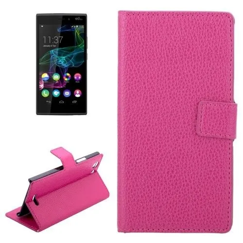Cheap Price Litchi Texture Wallet Style Flip Stand Leather Case for WIKO RIDGE 4G