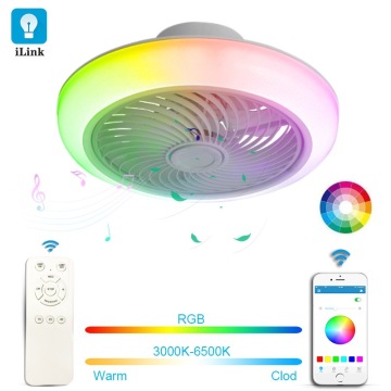Colorful Dazzling Bluetooth Music RGB Voice-Controlled LED Ceiling Fan with Light