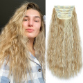 Alileader billig hitzebeständige Faserfaser Friseur Haare Synthetic One Piece Mais Welle 11 Clips Clip in Haarverlängerungen