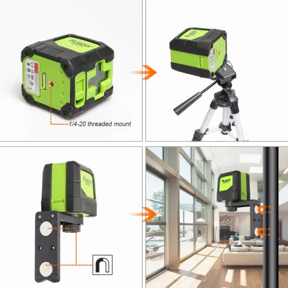 Huepar Green Laser Level DIY - Cross Line Laser Self-Leveling 9011G Bright Green Beam Laser Horizontal and Vertical Lines Laser