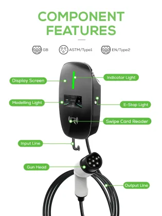5 Meter Wall-Mounted New Energy Electric Vehicle Charging Pile Wallbox 7 kW GB/T