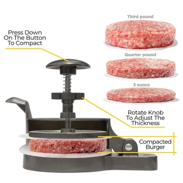 Professional Aluminum Hamburger Meat Press for Perfectly Shaped 2024 Hamburger Patties