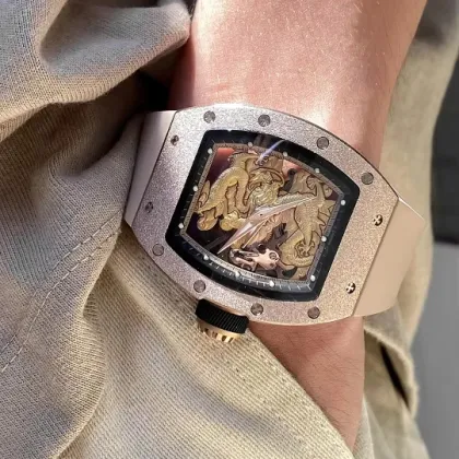 Luxury Men's Automatic Mechanical Watch with Unique Hollow Design