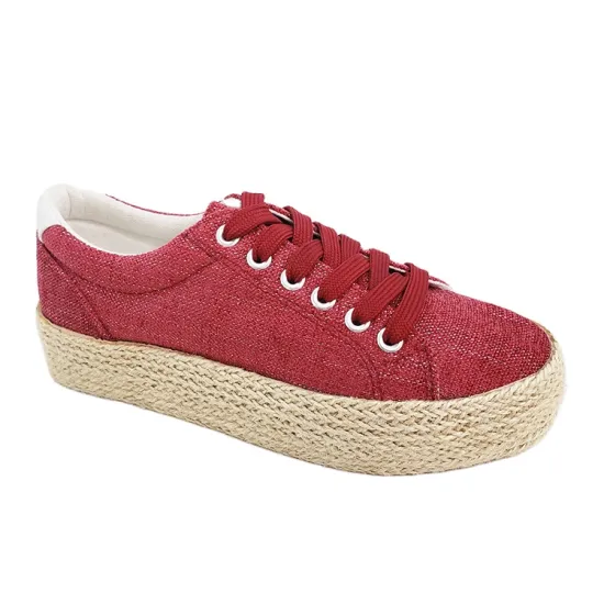 Women's Casual Flat Canvas Lace-up Jute Sneakers
