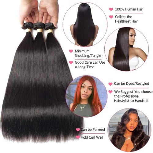 100% Unprocessed Brazilian Straight Human Hair Bundles