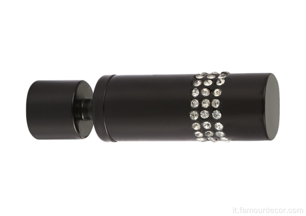 Asta di tenda in alluminio nero set con diamanti