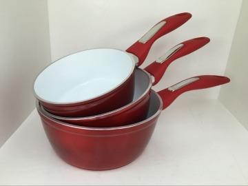 Aluminum White Ceramic Saucepan Set