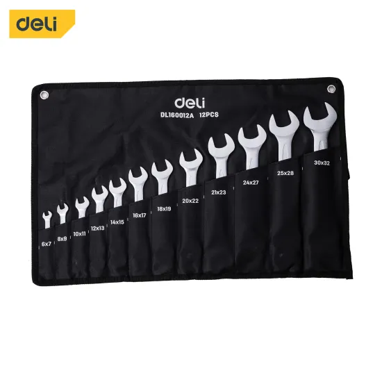 Deli EDL160012A tools open end spanner combination wrench set 12 PCS