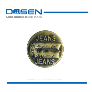 Antique Bronze Custom Emboss Jeans Shape Letters Jeans Metal Button Tack Button Shank Button for Suspenders Denim Pants Trousers