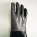 Black PVC gloves sandy finish cotton linning 60cm