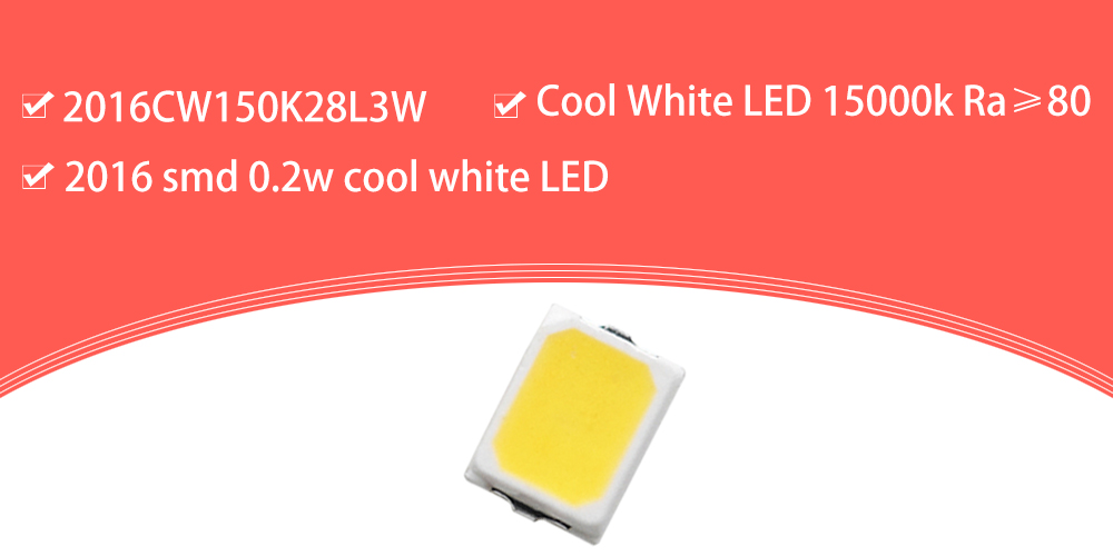 2016CW150K28L3W 2016 SMD LED Cool White LED 10000-15000K Ra80