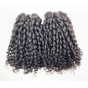 Hot Sale Double Drawn Raw Virgin Fumi Pixie Curls Hair,10A Grade Indian Remy Human Hair In Nigeria