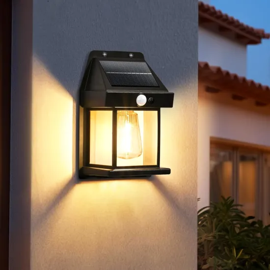Solar Powered LED Wall Light with Motion Sensor and Dusk to Dawn Feature, Waterproof, 3 Modes