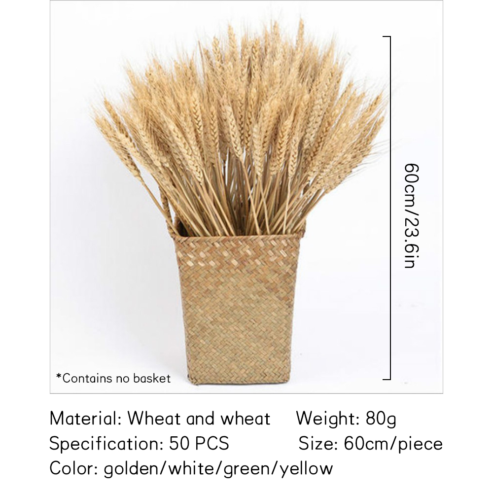 50Pcs Grain Wheat Ears Natural Dried Flowers Wheat Bedroom Living Room Decoration Bouquet Decoration Shooting Props