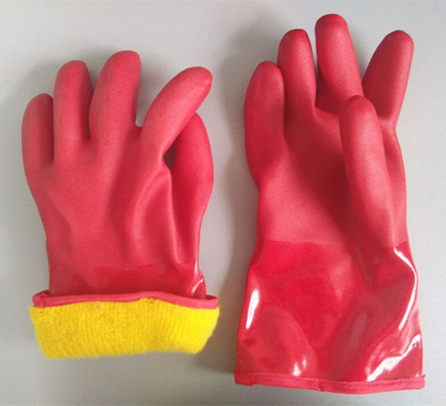 Red pvc cashmere cold-proof gloves