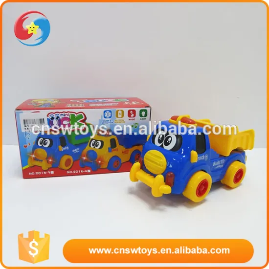 Electric universal plastic light music engineering vehicle toy